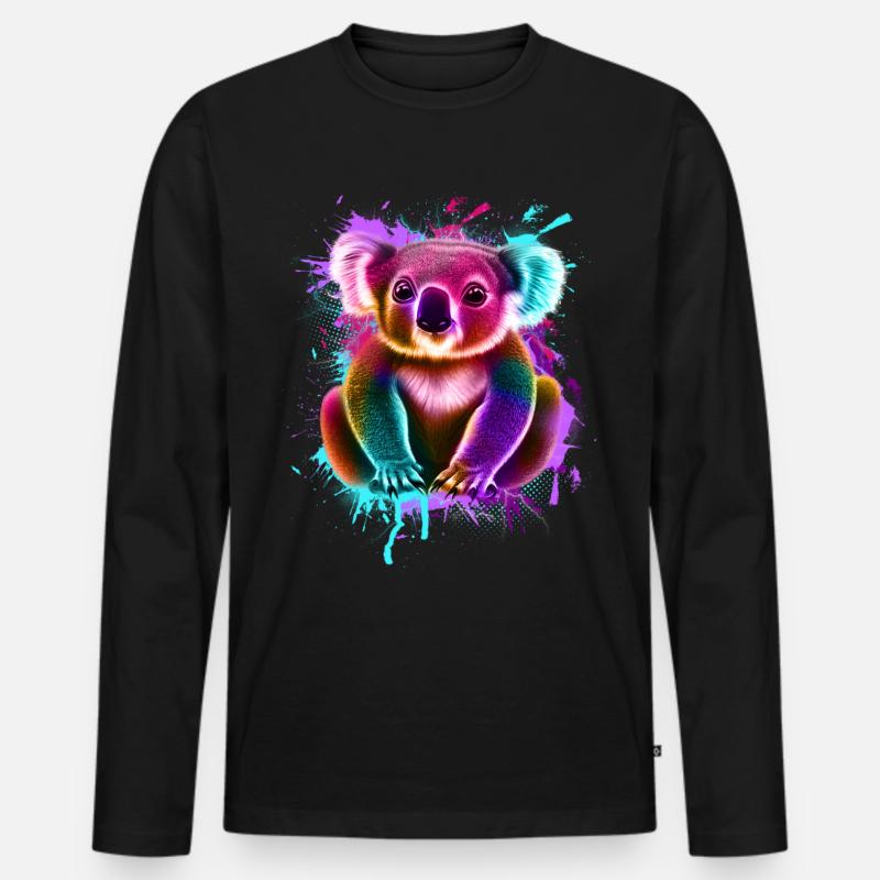 Koala Graffiti Bunt - Männer Premium Bio Langarmshirt - Schwarz