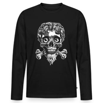 Chemise Skull Trail : Style motard sauvage - T-shirt manches longues Premium bio Homme - noir - Devant - Nico (187cm)