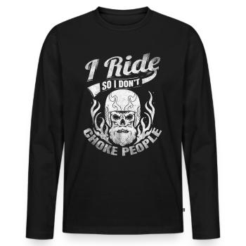 Je roule pour ne pas étouffer les motards - T-shirt manches longues Premium bio Homme - noir - Devant - Nico (187cm)