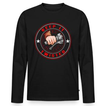 Gardez-le tordu Biker - T-shirt manches longues Premium bio Homme - noir - Devant - Nico (187cm)