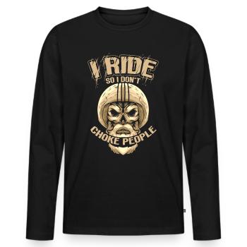 Je roule pour ne pas étouffer les motards - T-shirt manches longues Premium bio Homme - noir - Devant - Nico (187cm)