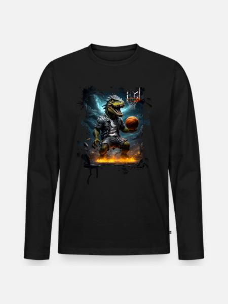 Basketball T Rex - Men's Premium Organic Long Sleeve Shirt - black