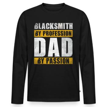 Dad By Passion Profession Blacksmith - Men's Premium Organic Long Sleeve Shirt - black - Front - Nico (187cm)
