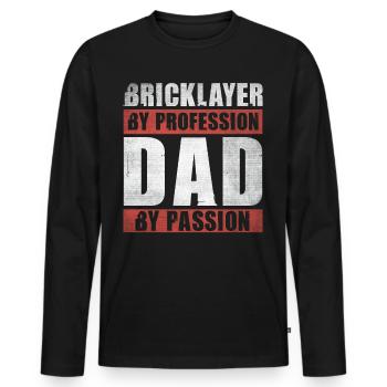 Papa par passion Profession Maçon - T-shirt manches longues Premium bio Homme - noir - Devant - Nico (187cm)