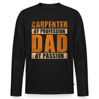 Papa par passion Profession Charpentier - T-shirt manches longues Premium bio Homme - noir - Devant - Nico (187cm)
