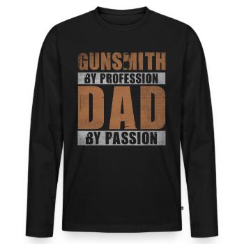 Papa par passion Profession Armurier - T-shirt manches longues Premium bio Homme - noir - Devant - Nico (187cm)