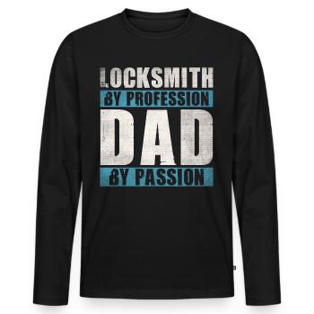 Papa par passion Profession Serrurier - T-shirt manches longues Premium bio Homme - noir - Devant - Nico (187cm)