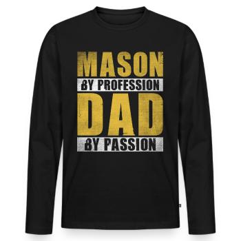 Dad By Passion Profession Mason - Männer Premium Bio Langarmshirt - Schwarz - Vorne - Nico (187cm)