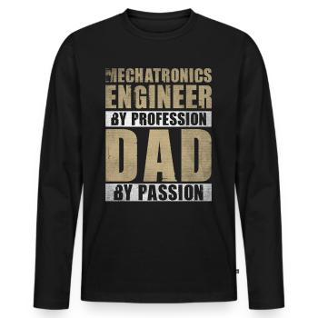 Dad By Passion Profession Mechatronics Engineer - Men's Premium Organic Long Sleeve Shirt - black - Front - Nico (187cm)