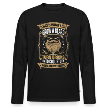 Bricks Into Cool Things Bricklayer - Men's Premium Organic Long Sleeve Shirt - black - Front - Nico (187cm)