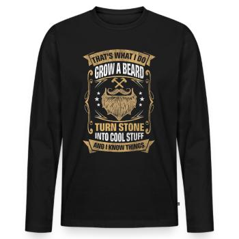 Stone Into Cool Things Mason - Männer Premium Bio Langarmshirt - Schwarz - Vorne - Nico (187cm)