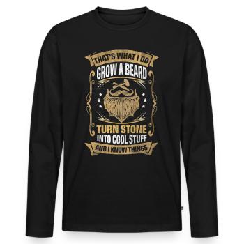 Stone Into Cool Things Stone Carver - Männer Premium Bio Langarmshirt - Schwarz - Vorne - Nico (187cm)