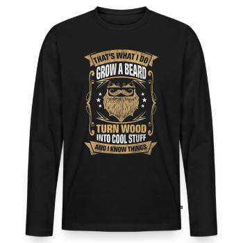 Wood Into Cool Things Woodturner - Men's Premium Organic Long Sleeve Shirt - black - Front - Nico (187cm)
