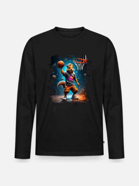 Squirrel Basketball Basketball Player - Men's Premium Organic Long Sleeve Shirt - black