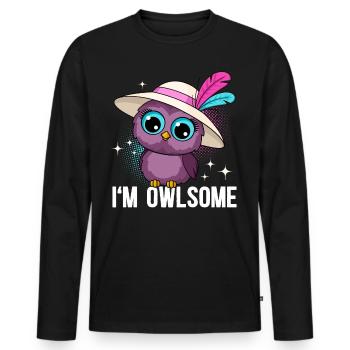 I'M Owlsome Eule Eulen - Männer Premium Bio Langarmshirt - Schwarz - Vorne - Nico (187cm)