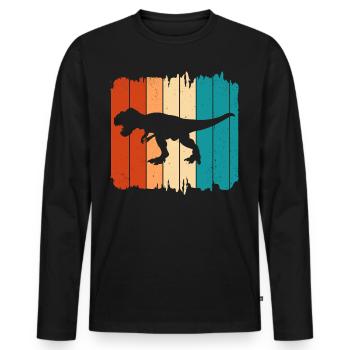 T Rex - Männer Premium Bio Langarmshirt - Schwarz - Vorne - Nico (187cm)