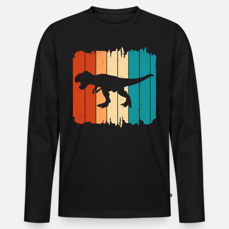 T Rex - Männer Premium Bio Langarmshirt - Schwarz