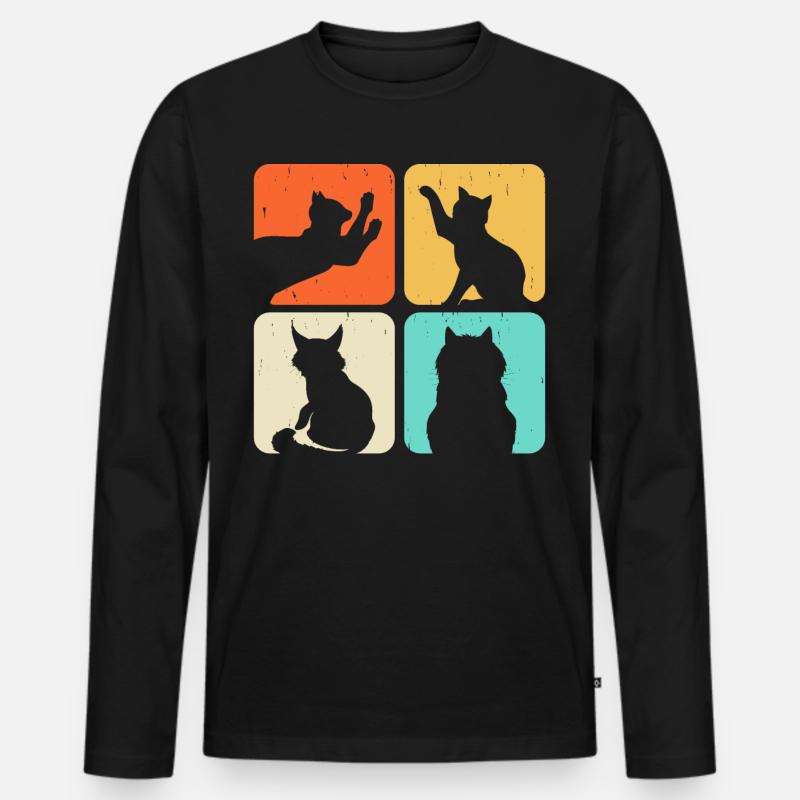 Katzen Motiv - Männer Premium Bio Langarmshirt - Schwarz