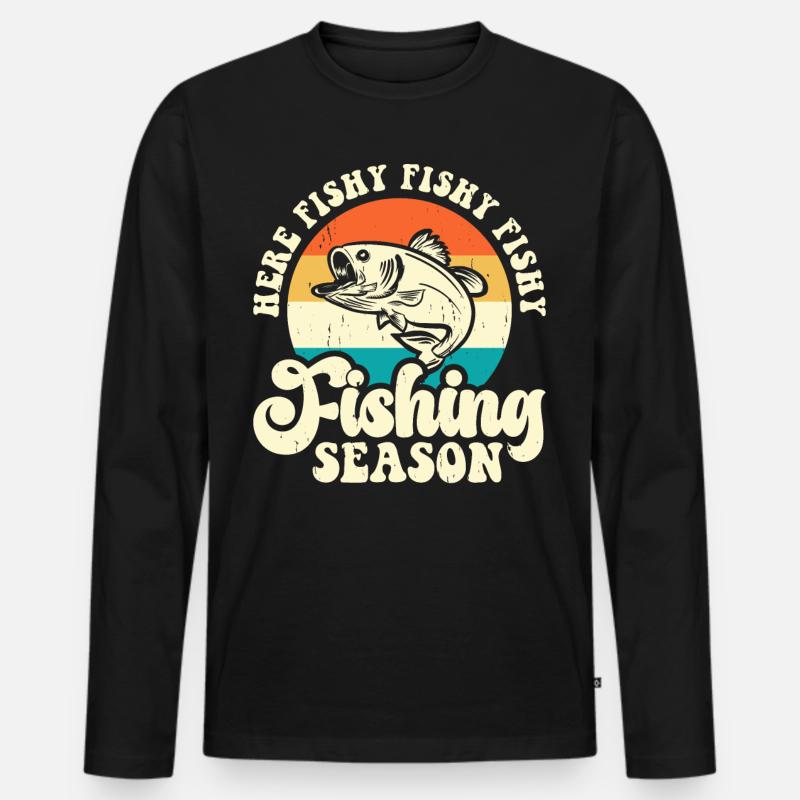 Angeln Angler - Männer Premium Bio Langarmshirt - Schwarz