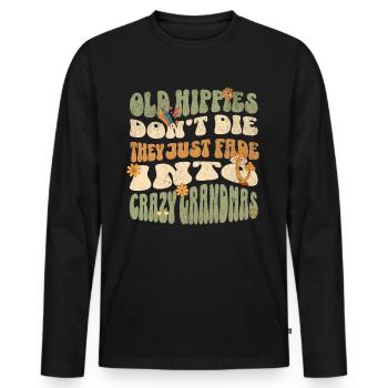 Hippie Oma - Männer Premium Bio Langarmshirt - Schwarz - Vorne - Nico (187cm)