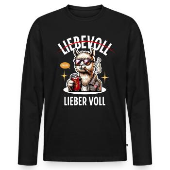 Liebevoll Lieber Voll Alpaka Bier Saufen - Männer Premium Bio Langarmshirt - Schwarz - Vorne - Nico (187cm)
