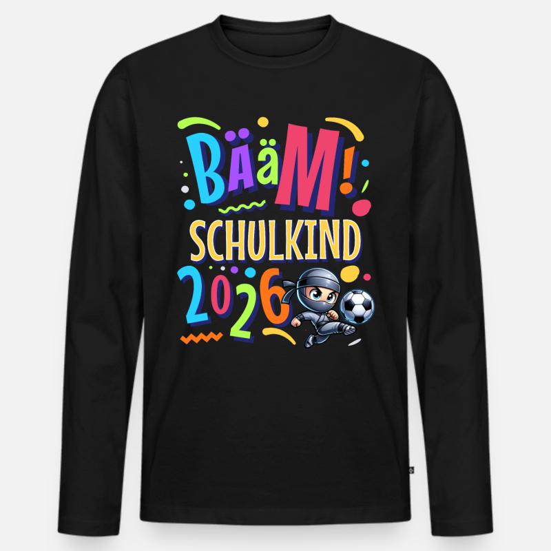 Bääm Schulkind 2026 Ninja Fußball Einschulung - Männer Premium Bio Langarmshirt - Schwarz