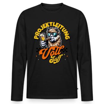 Projektleitung vollsuff Bier Saufen Alpaka - Männer Premium Bio Langarmshirt - Schwarz - Vorne - Nico (187cm)