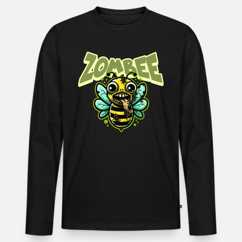 Zombie Biene Zombee - Männer Premium Bio Langarmshirt - Schwarz
