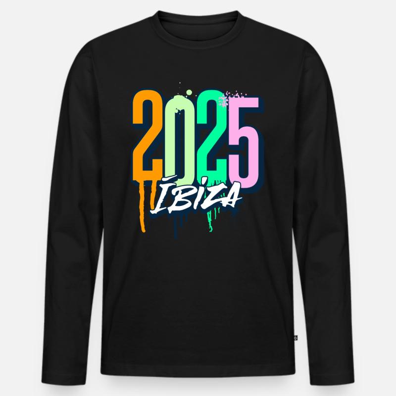 2025 Ibiza - Männer Premium Bio Langarmshirt - Schwarz
