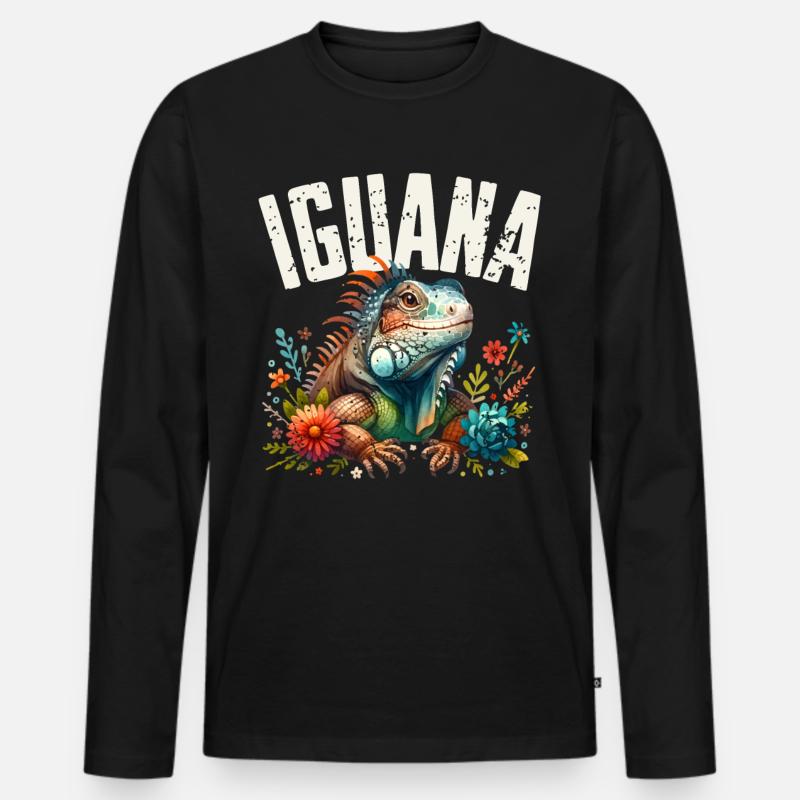 Leguan - Männer Premium Bio Langarmshirt - Schwarz