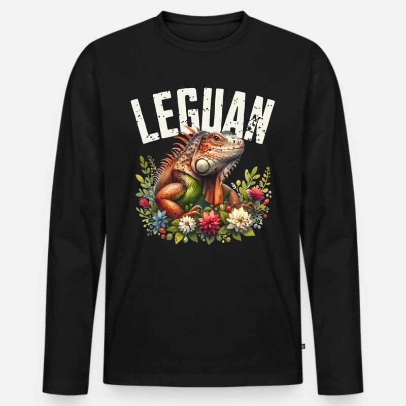 Leguan - Männer Premium Bio Langarmshirt - Schwarz