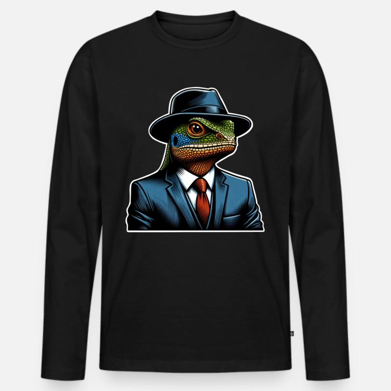 Echse - Männer Premium Bio Langarmshirt - Schwarz