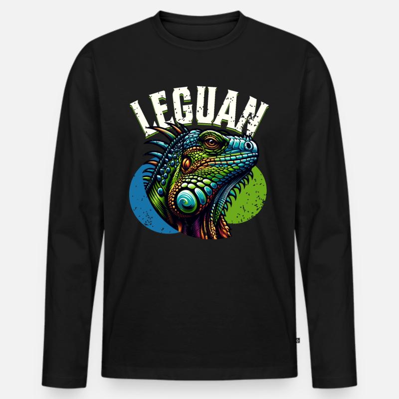 Leguan - Männer Premium Bio Langarmshirt - Schwarz