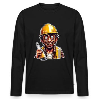 Bauarbeiter Bier Betrunken Lustig - Männer Premium Bio Langarmshirt - Schwarz - Vorne - Nico (187cm)