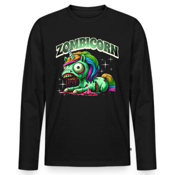 Licorne zombie zombie - T-shirt manches longues Premium bio Homme - noir - Devant - Nico (187cm)