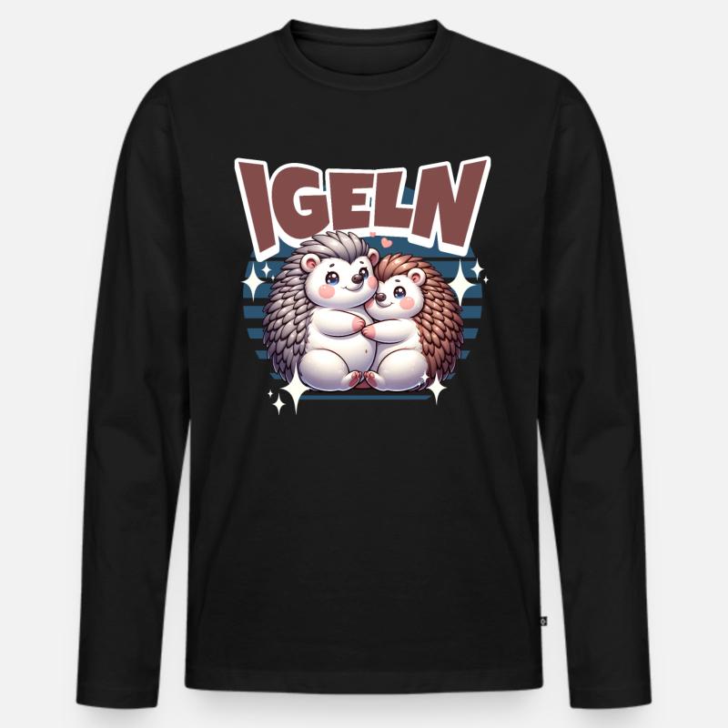 Igel Kuscheln Igeln - Männer Premium Bio Langarmshirt - Schwarz