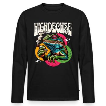 Highdechse Eidechse Reptilien - Männer Premium Bio Langarmshirt - Schwarz - Vorne - Nico (187cm)