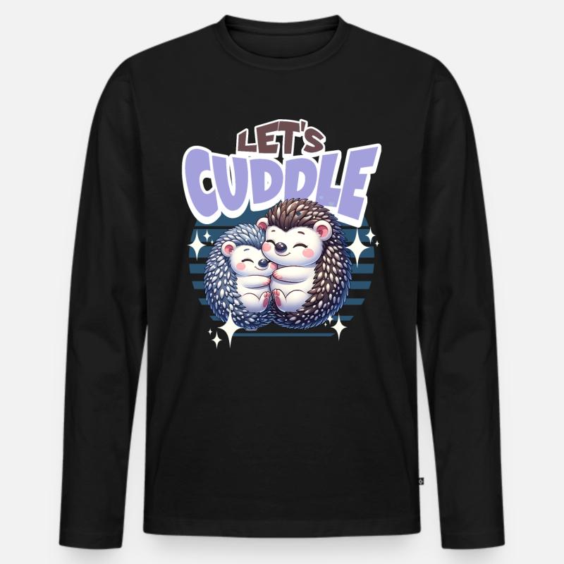 Igel Lets Cuddle - Männer Premium Bio Langarmshirt - Schwarz