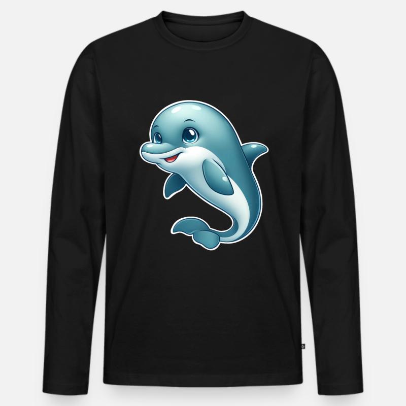 Delfin - Männer Premium Bio Langarmshirt - Schwarz