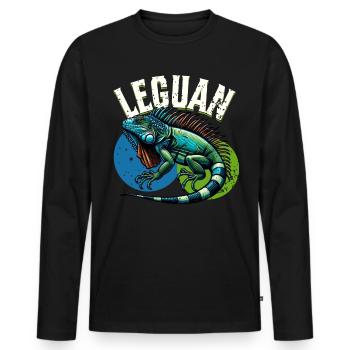 Iguana - Men's Premium Organic Long Sleeve Shirt - black - Front - Nico (187cm)