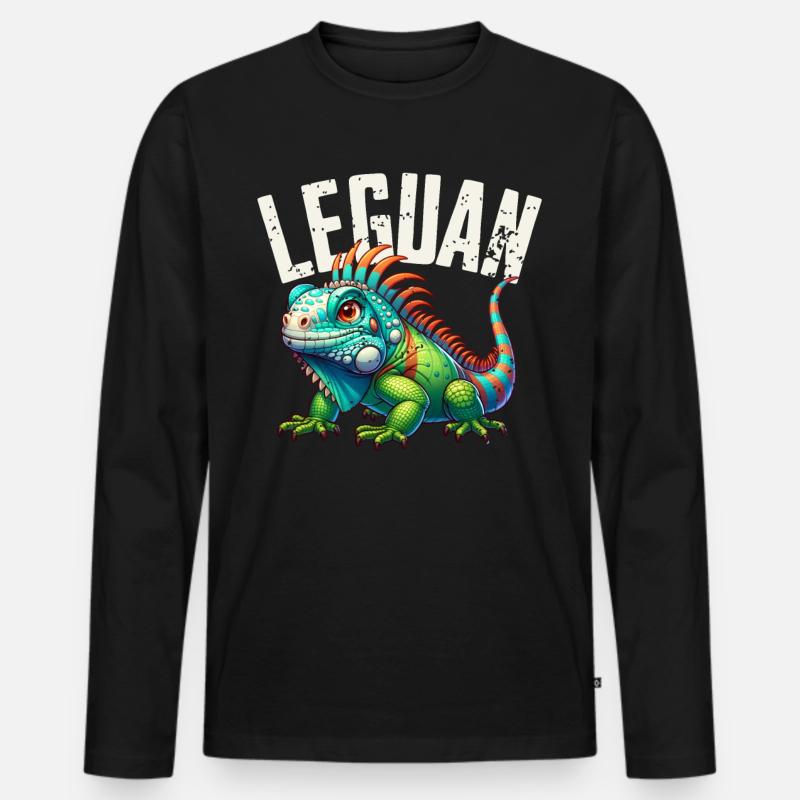 Leguan - Männer Premium Bio Langarmshirt - Schwarz