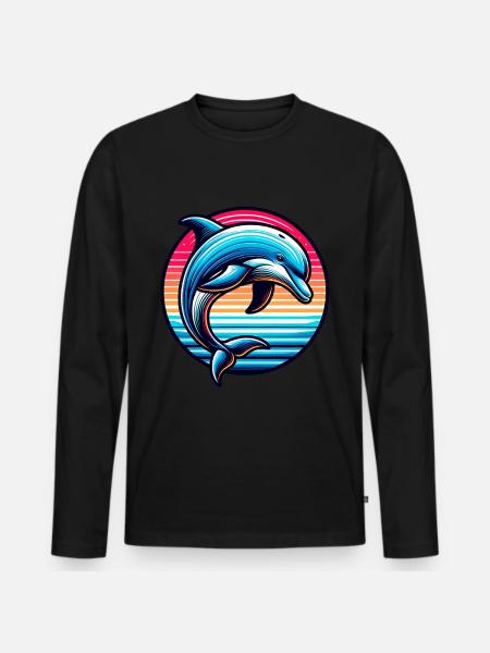 Delfin - Männer Premium Bio Langarmshirt - Schwarz