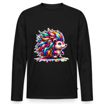 Igel Bunt - Männer Premium Bio Langarmshirt - Schwarz - Vorne - Nico (187cm)
