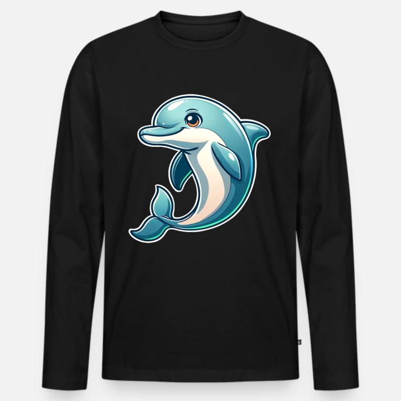 Delfin - Männer Premium Bio Langarmshirt - Schwarz