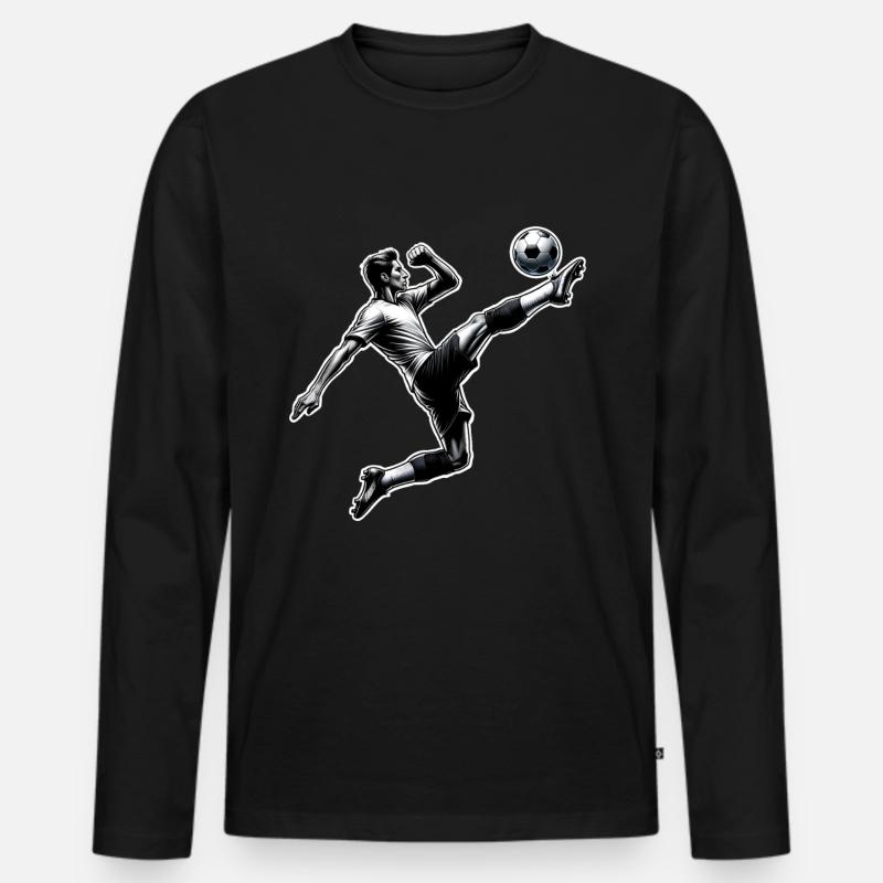 Fußball - Männer Premium Bio Langarmshirt - Schwarz