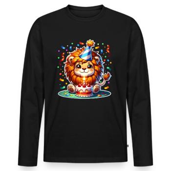 Leo Birthday Confetti - Men's Premium Organic Long Sleeve Shirt - black - Front - Nico (187cm)