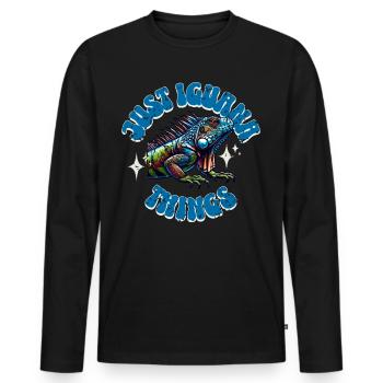 Iguana - Men's Premium Organic Long Sleeve Shirt - black - Front - Nico (187cm)