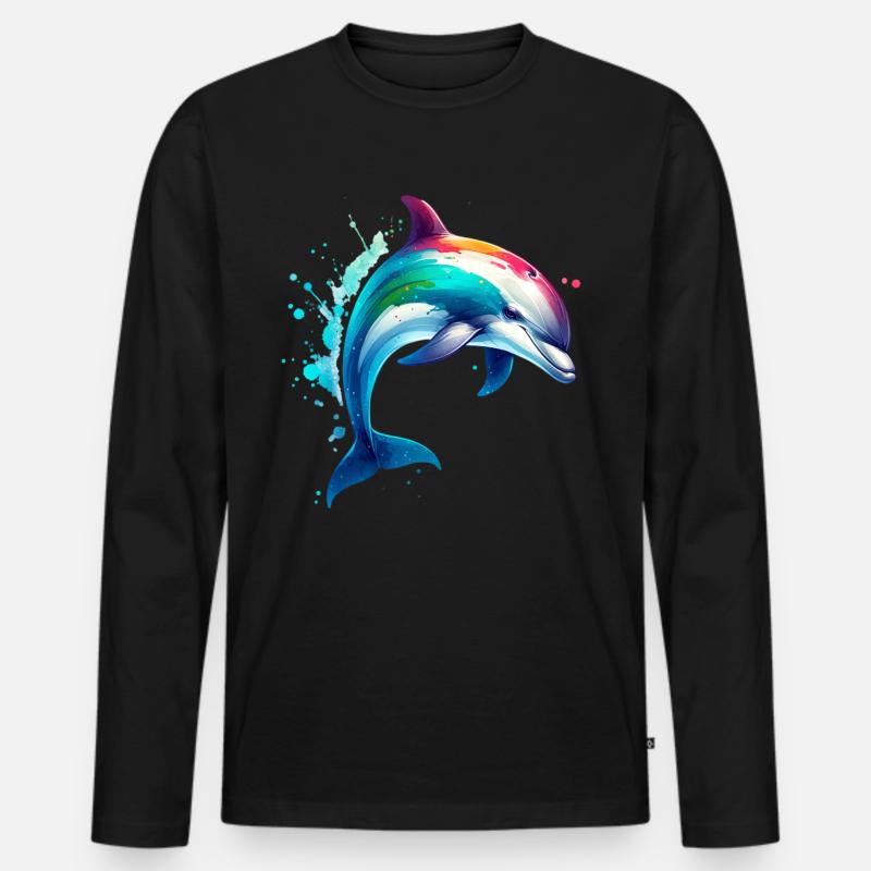 Delfin - Männer Premium Bio Langarmshirt - Schwarz