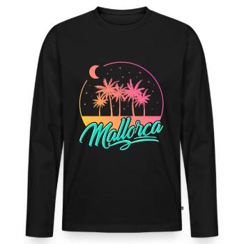 Majorca - Men's Premium Organic Long Sleeve Shirt - black - Front - Nico (187cm)