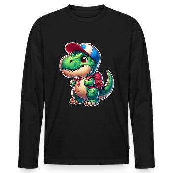 Dinosaur School School School Enrollment School Child - Men's Premium Organic Long Sleeve Shirt - black - Front - Nico (187cm)